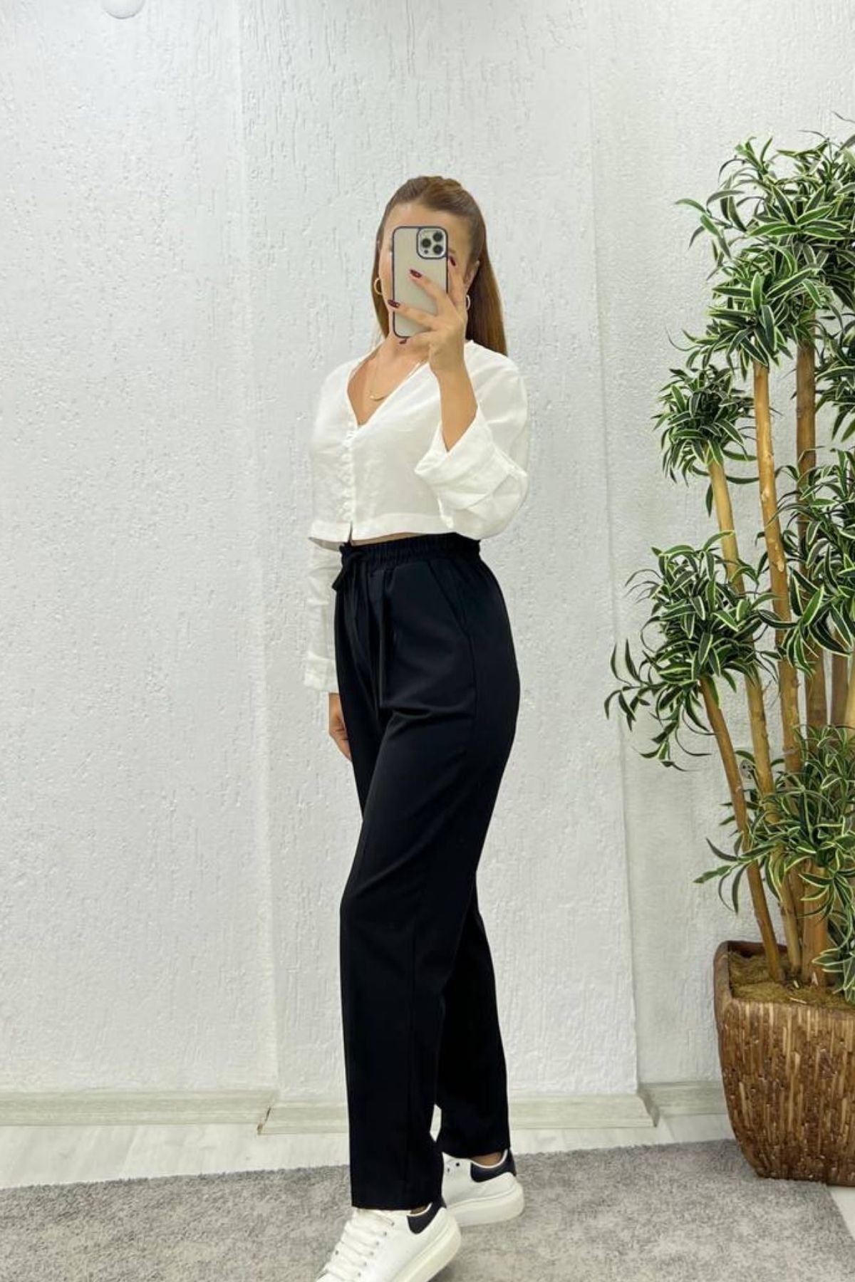 GoGoTrendy Bağcık Detaylı Poliviskon Pantolon