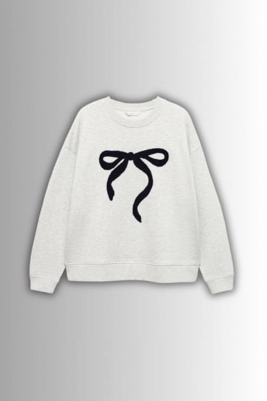 GoGoTrendy Bisiklet Yaka Desenli Sweatshirt