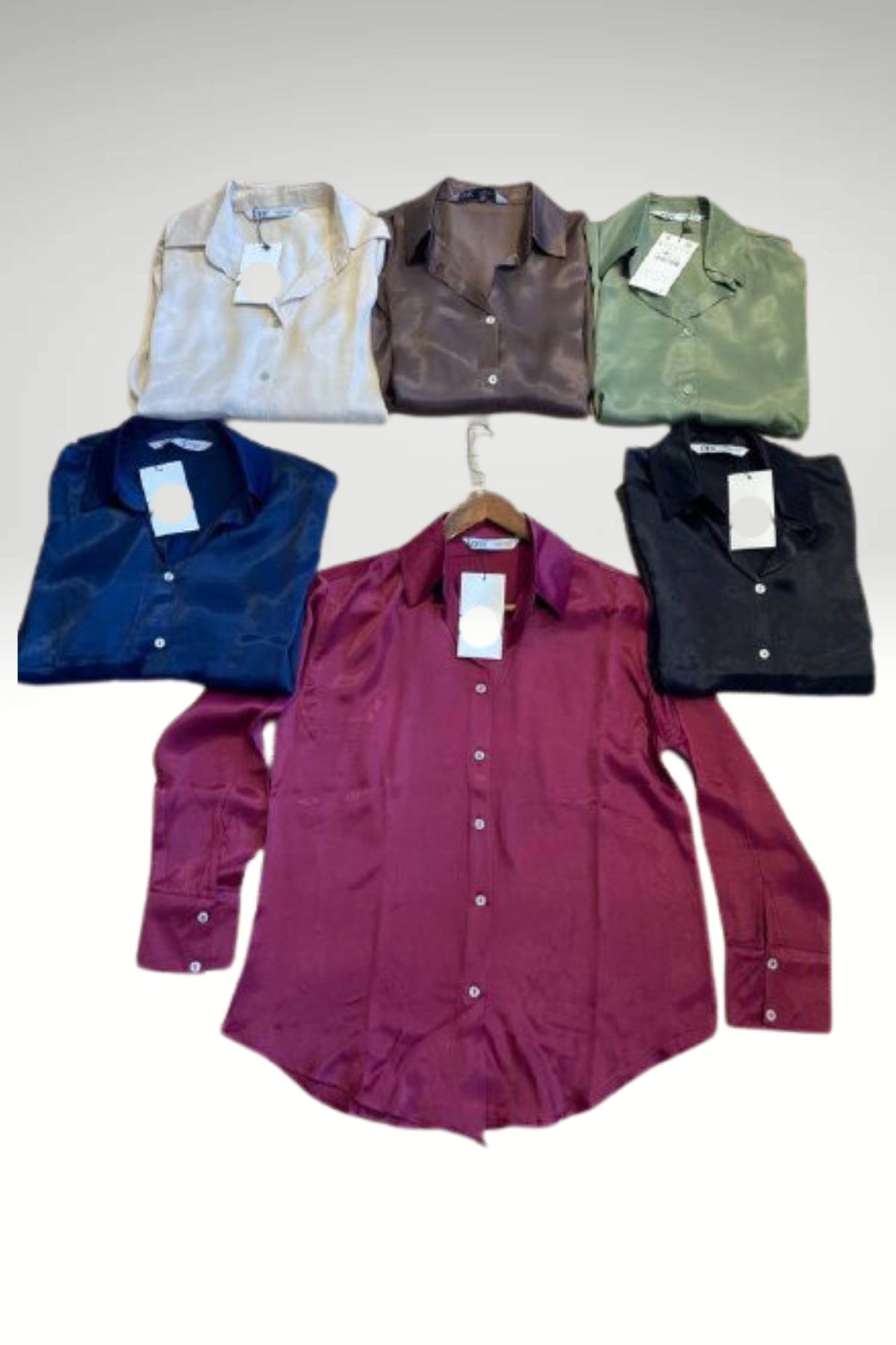 GoGoTrendy Floş Saten Gömlek 4 Renk