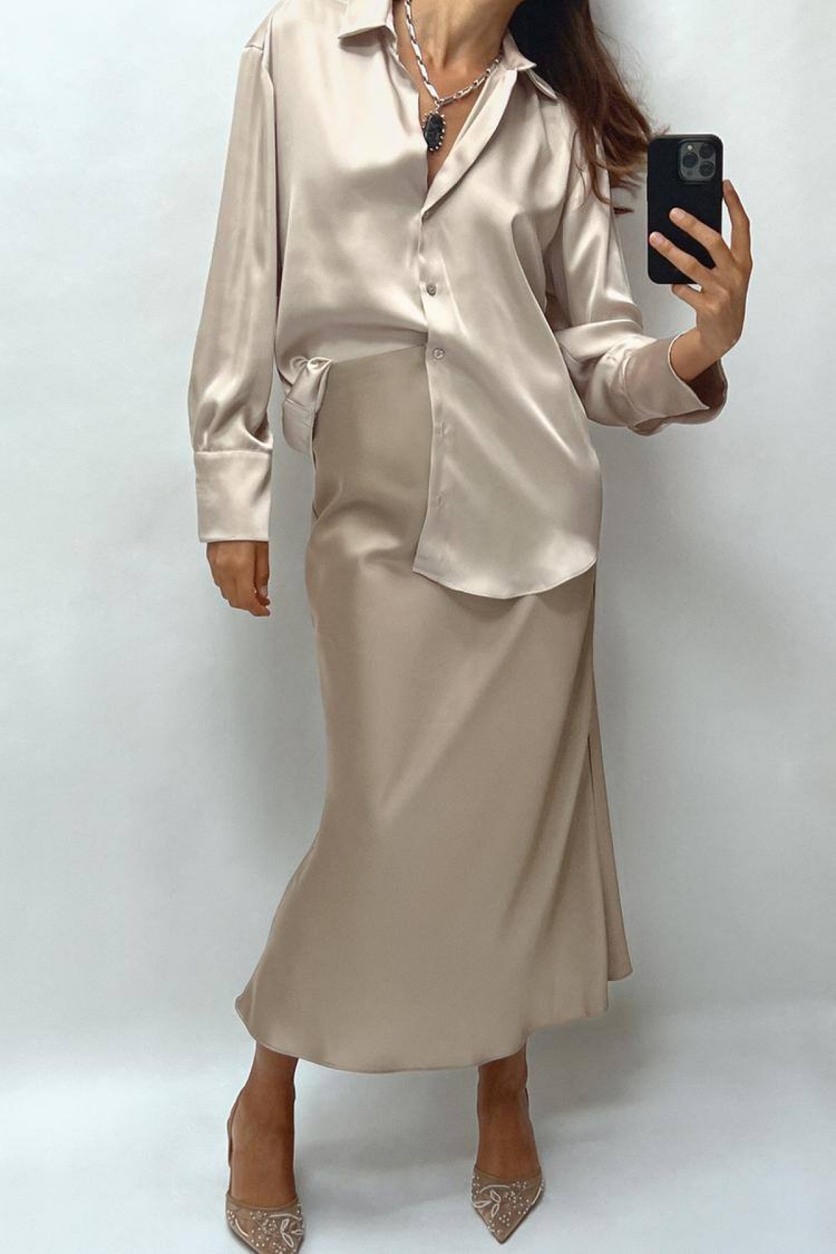 GoGoTrendy Floş Saten Gömlek 4 Renk