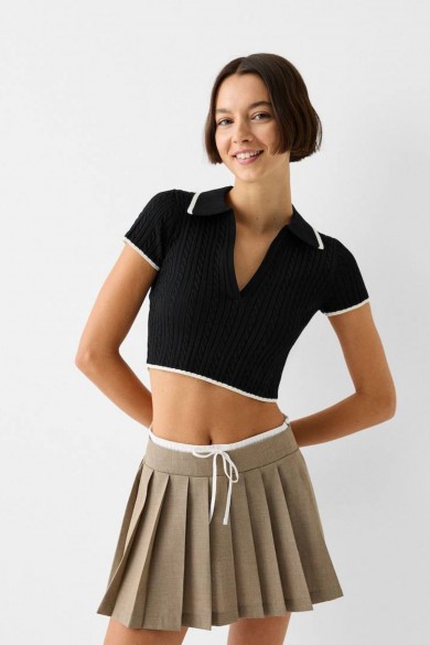 GoGoTrendy Kısa Kollu Triko Crop