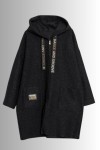 GoGoTrendy Kadın Siyah Kapüşonlu Uzun Kaban