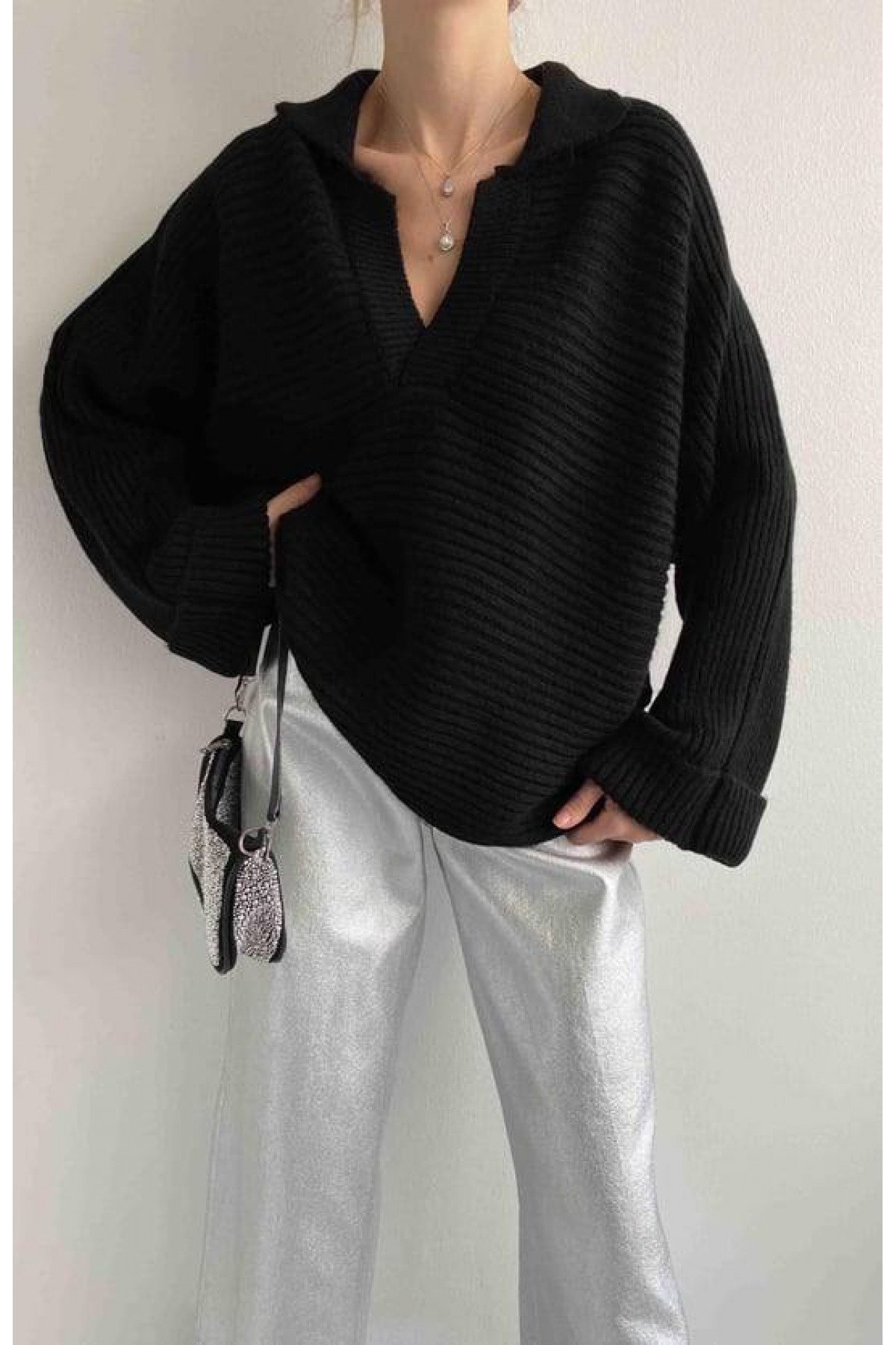 GoGoTrendy Polo Yaka Triko Kazak 3 Renk